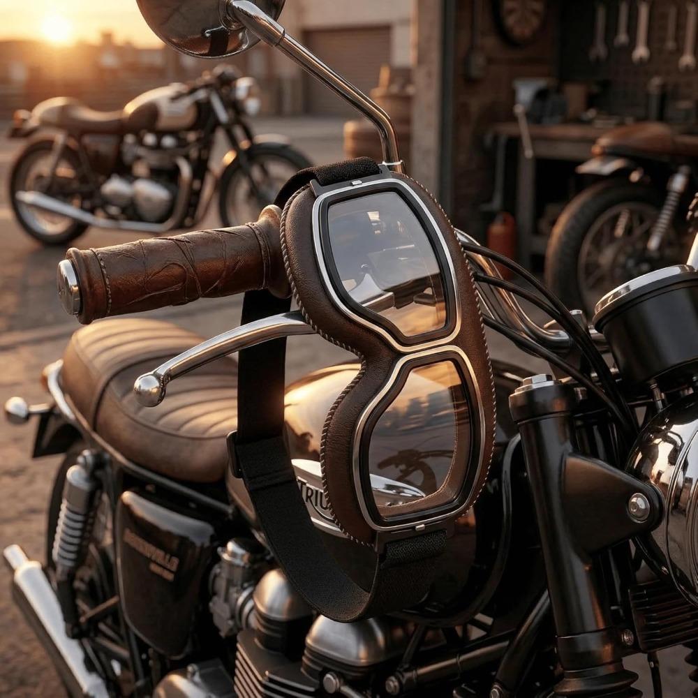 Vintage Motorcycle Goggles, Suitable for Wearing Over Prescription Glasses, with Soft-padded Non-slip Strap and Riding Goggles