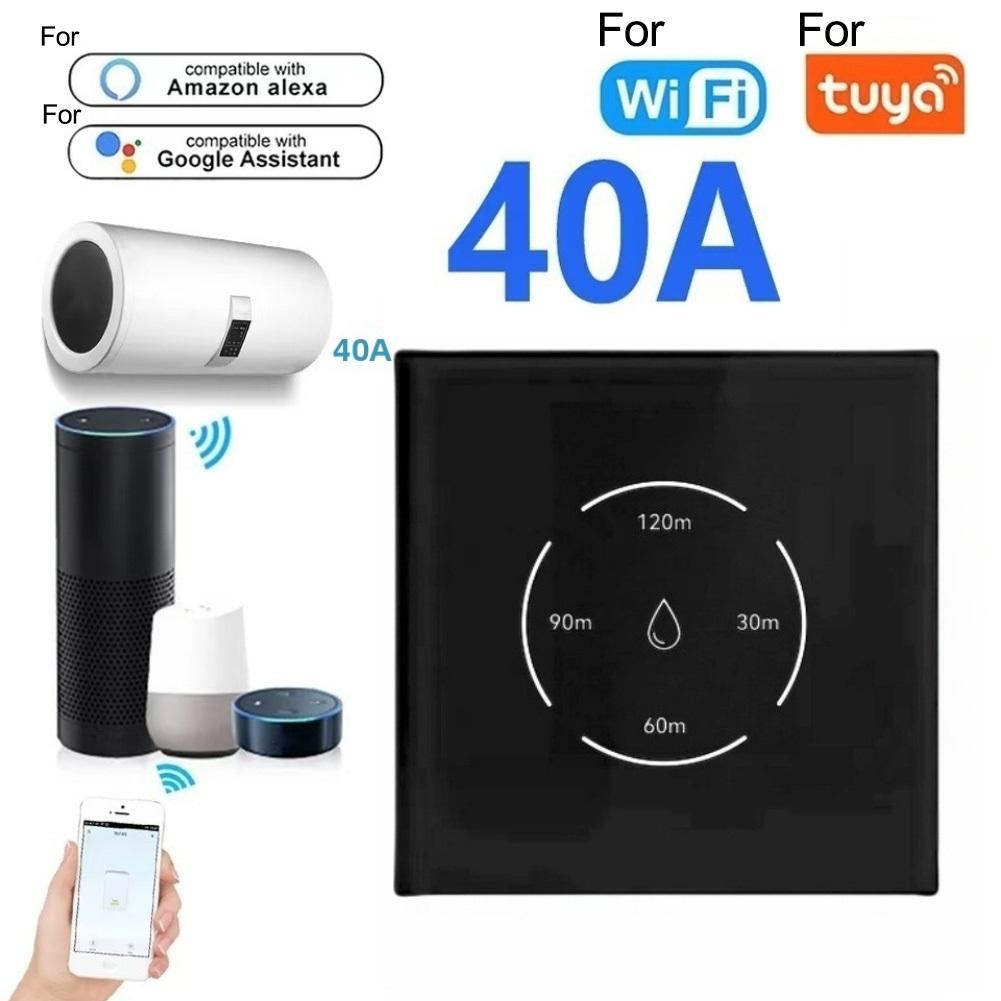 For Tuya WiFi Smart Boiler Switch 40A Water Heater Control Panel with Voice Activation for Alexa and Remote App