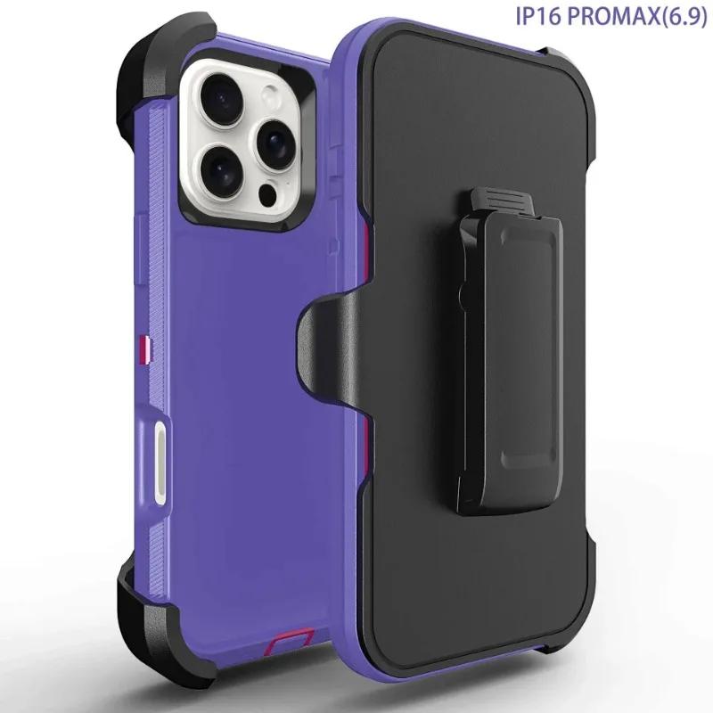 

360 Надміцний Міцний Броньований Чохол Otter Defender Box для Iphone 16Pro Max Plus 15 14 13 12 16e Протиударний Чохол Кліпса для ременя iphone 14 pro max