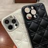 Plated Leather PU Plaid Grid Pattern Phone Case for iPhone 16 Plus and Pro Max