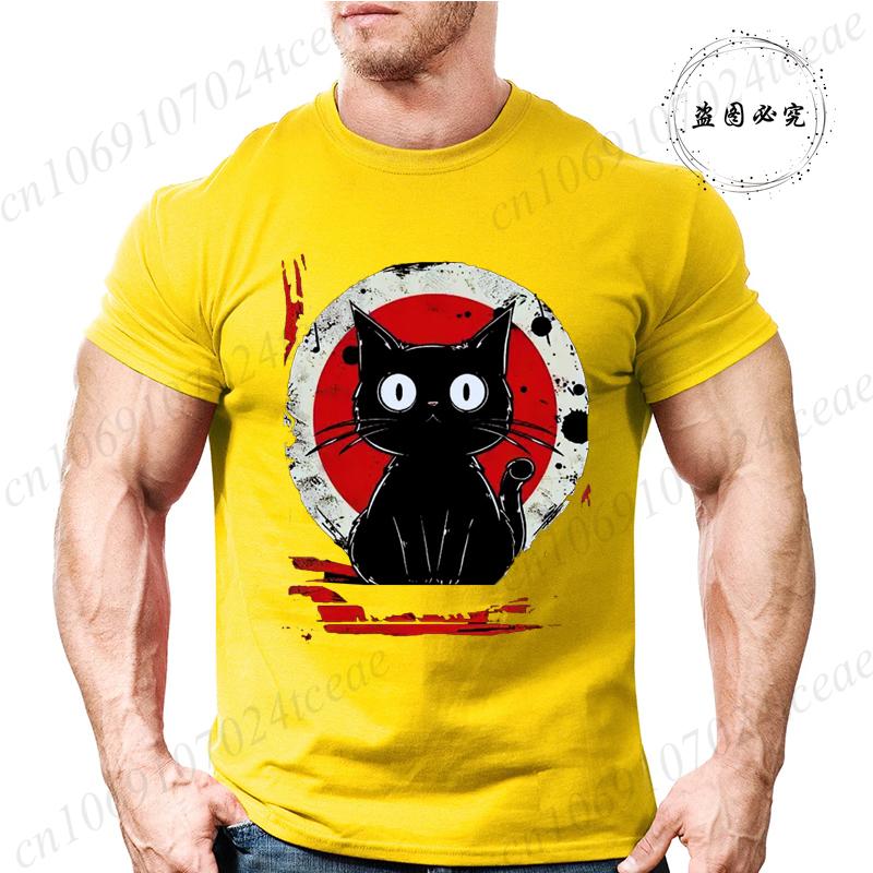 Kawaii Cat Japanese Black Anime Cat Men's T Shirt Tee T-Shirt Kawaii Clothes Shirts for Women Tops Graphic T Shirts Camisetas
