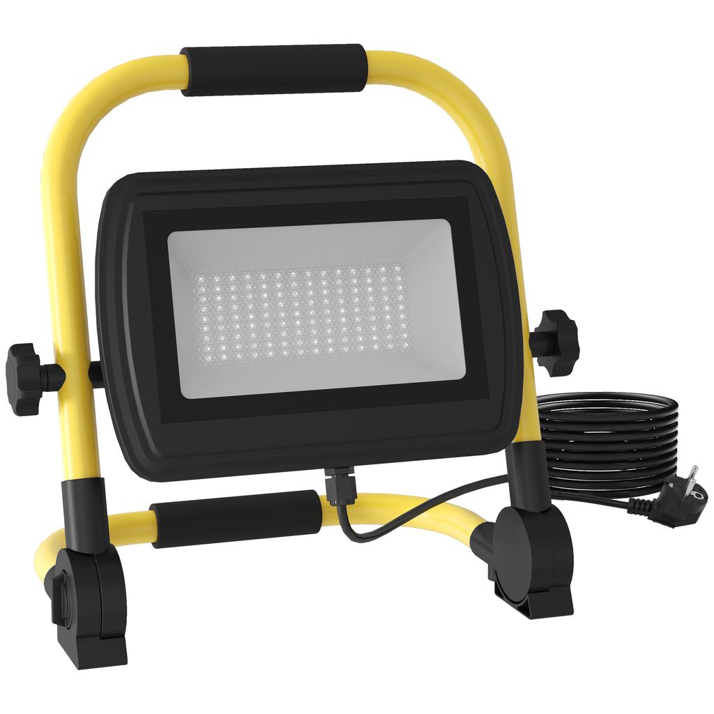 LED Spotlight, 4250 Lumens, IP65, 6500K, Weatherproof, Portable, 25.5 x 16 x 25.5 cm, Yellow