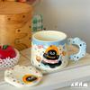 Birthday Gifts Cat Ceramic Mug with Lid  Water Cup  High Appearance Level Cup for Girls  Household Drinking Ceramic Cup