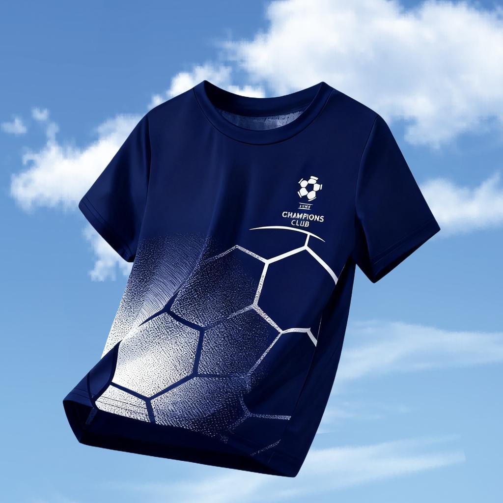 Unisex Kids Football Short Sleeve T Shirt 2-14Y Outdoor Moisture Wicking Soccer Jersey Casual Children Wear