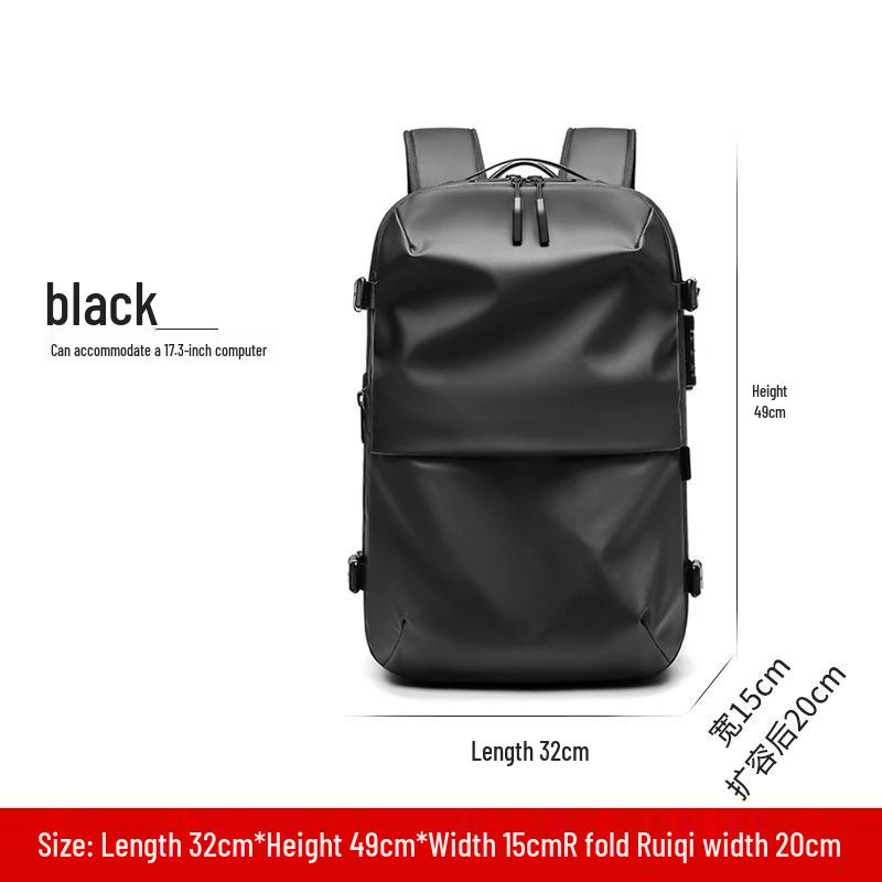 Ryggsäck för män med expanderbar stor kapacitet och vakuumkompression med en knapp för affärer, resor och pendling