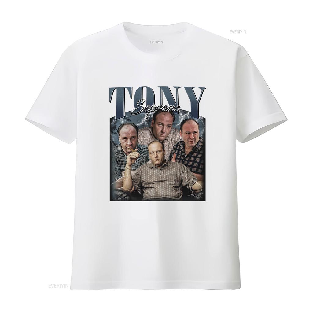Vintage Retro Tony Soprano Classic Gangster Character Print Streetwear Casual T Shirt vintage Washed streetwear Unisex