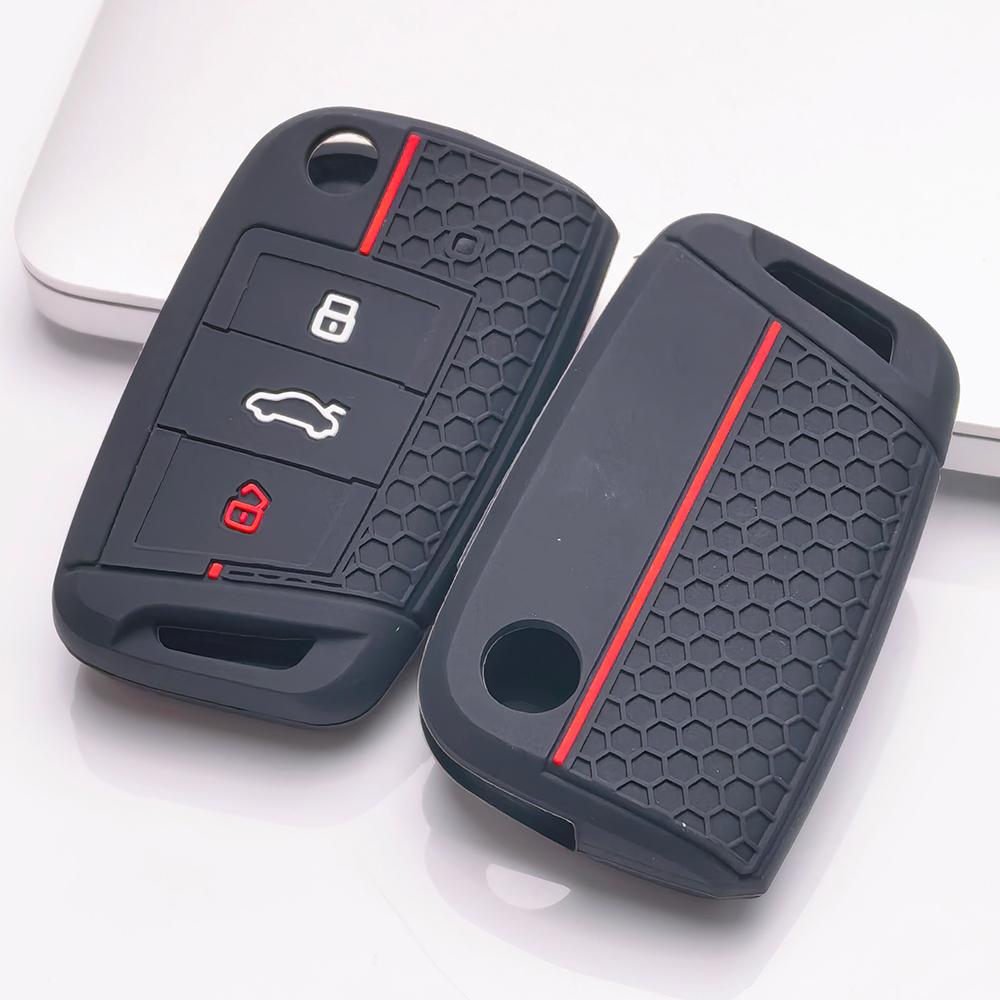 Key Fob Cover for VW Golf Tiguan Passat Polo Octavia A7 Mk7 Mk2 B8 Anti-Scratch Surface Shockproof Structure Soft Grip Texture Easy Install Design