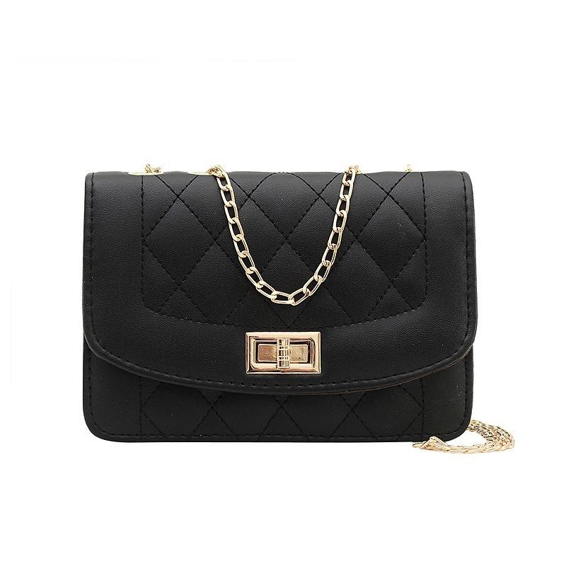 

New Fashion Chain Bag Women Crossbody Bag Fashionable Single Shoulder Cover Lock Small Square Bag Elegant and Simpleshoulder Bag чёрный