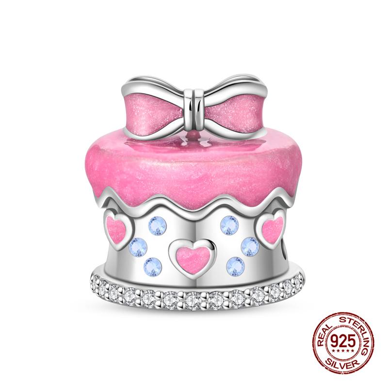 Original Charm Kupfer Palast Herzförmiger Rosa Perlen Charm Bead Passend für 3mm Original Armbänder für Damen DIY Feinschmuck Geschenke