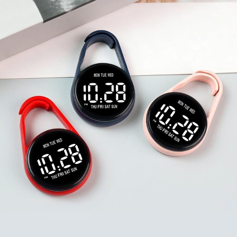 Touch Control Digital Pocket Watch Keychain Clip For Students Accurate Time LED Display Electronic Clock Accessories