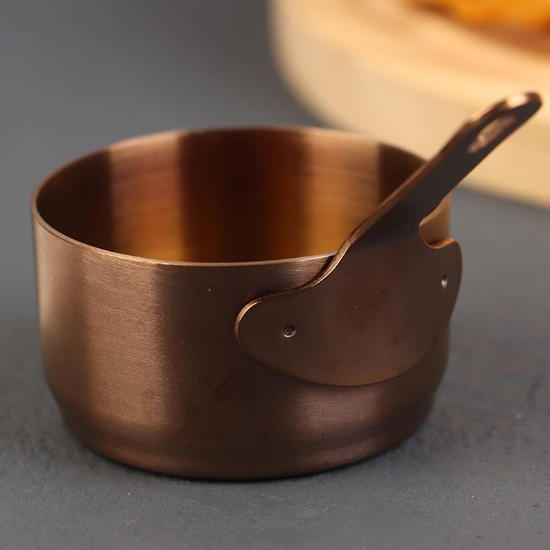 Stainless Steel Heat-resistant Stockpots Mini Sauce Pan Non-Stick Milk Cup With Long Handle Kitchen Gravy Boats Steak Sauce Cup