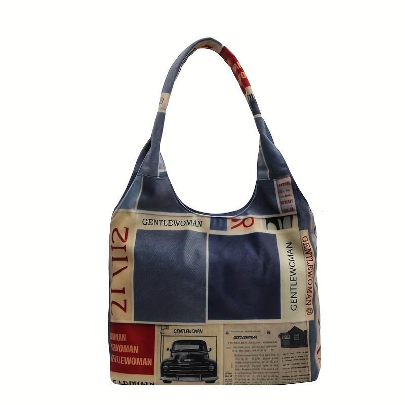 

Chic Large Capacity Women S Tote Bag Fashionable Shoulder Handbag With Zip Closure Durable Fabric Polyester Lined Blue+Khaki