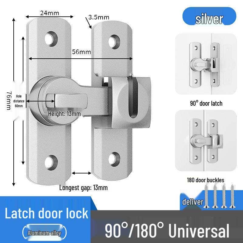 No-Drill Surface-Mounted Anti-Theft Sliding Door Latch for Bathrooms and Hotel Rooms