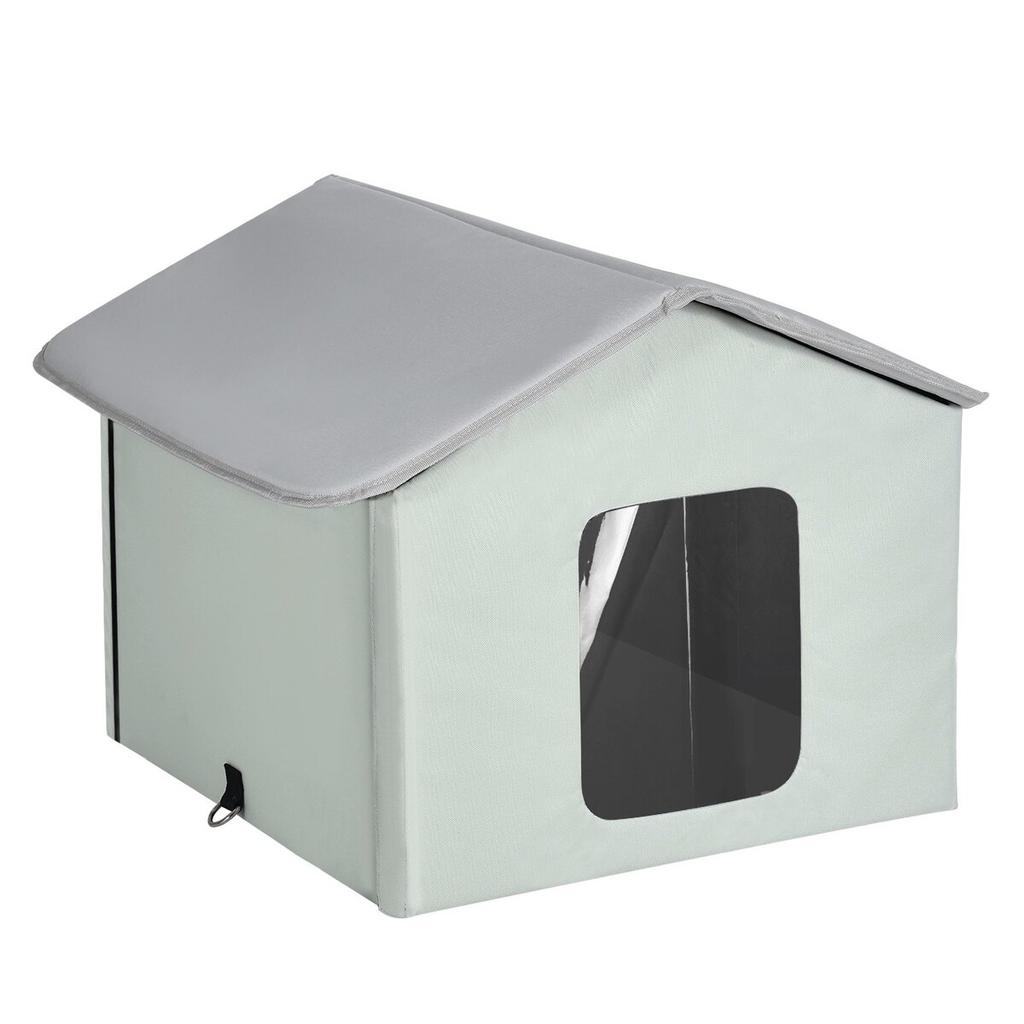 Heated Cat House Foldable Kitty Shelter with Heated Pad Green Middle
