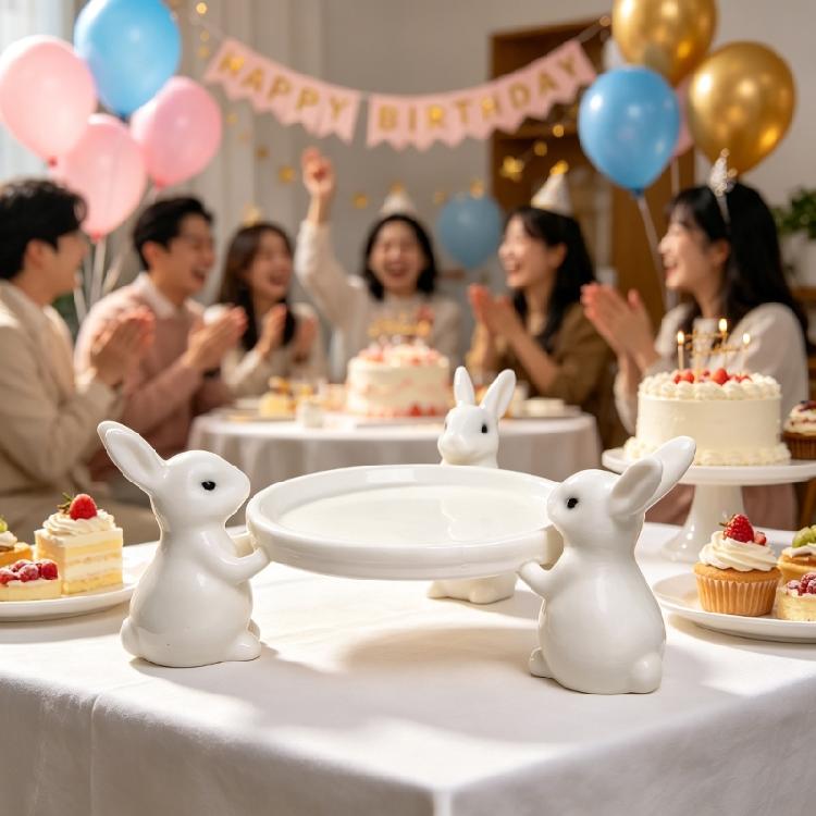 Rabbit Plate 3D Printed Easter Bunnies Cake Stand Serving Tray for Desserts Jewellery Wedding Crafts Decoration Gift