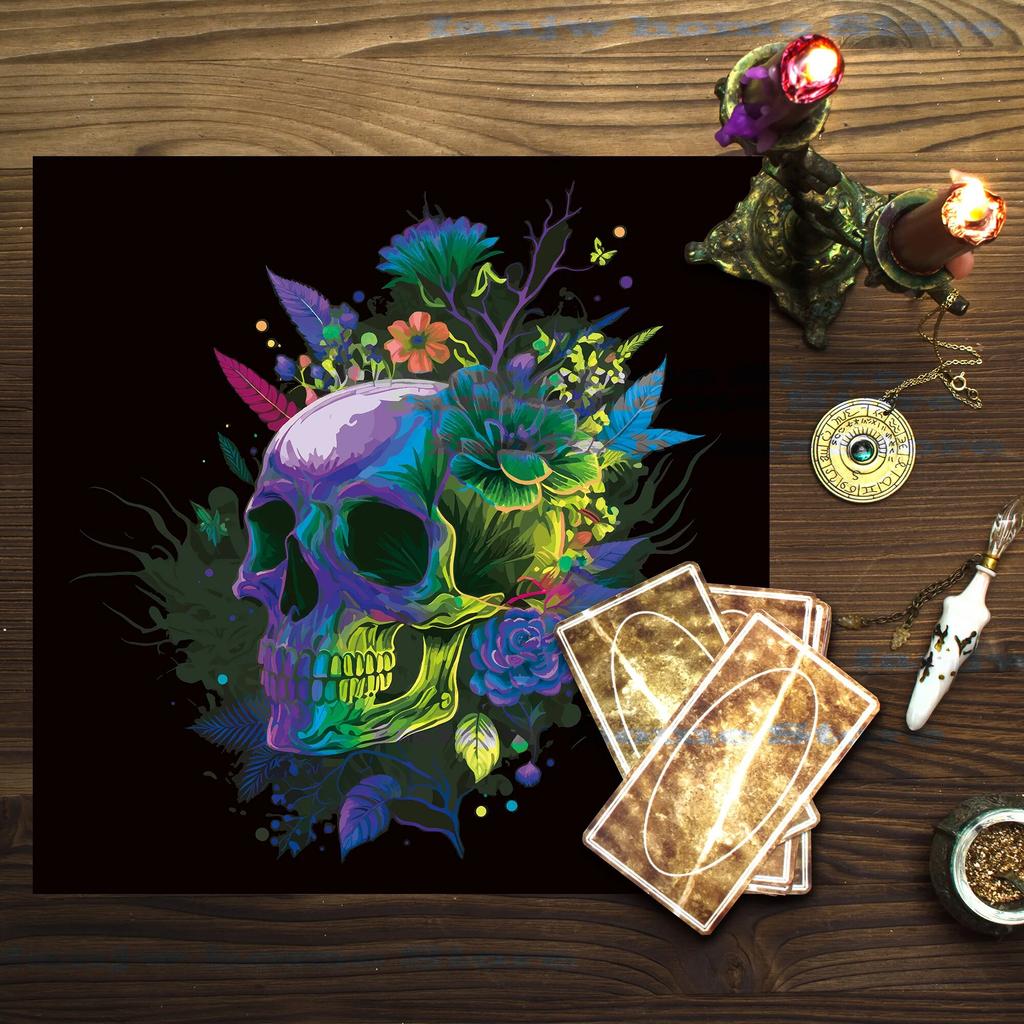 Fashion Skull Flower Tablecloth Colorful Oil Resistant Decorative Tapestry Home Decor Kitchen