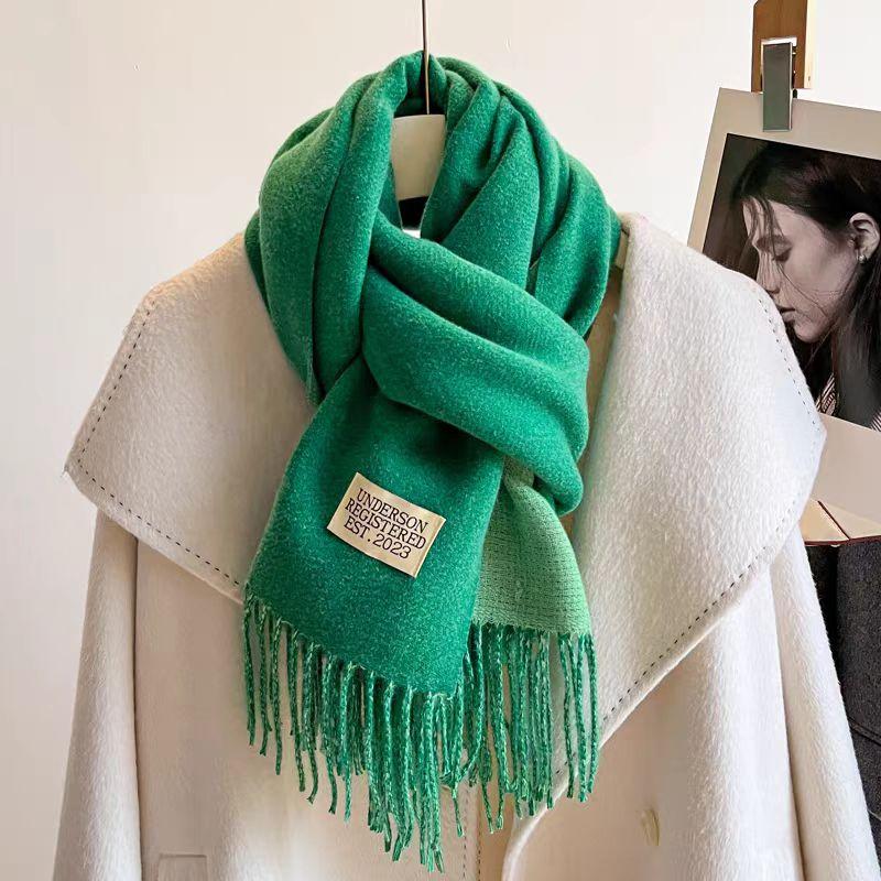Winter Cashmere Women Scarf Female Luxury Scarves Lady Tassel Bandana Women Solid Shawl Wraps Foulard Tippet Pashmina