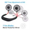Mini USB Summer Cooling Fan Mini Neck Hanging Fan Hands Free  Neckband Fan for Sports Home Office Travel