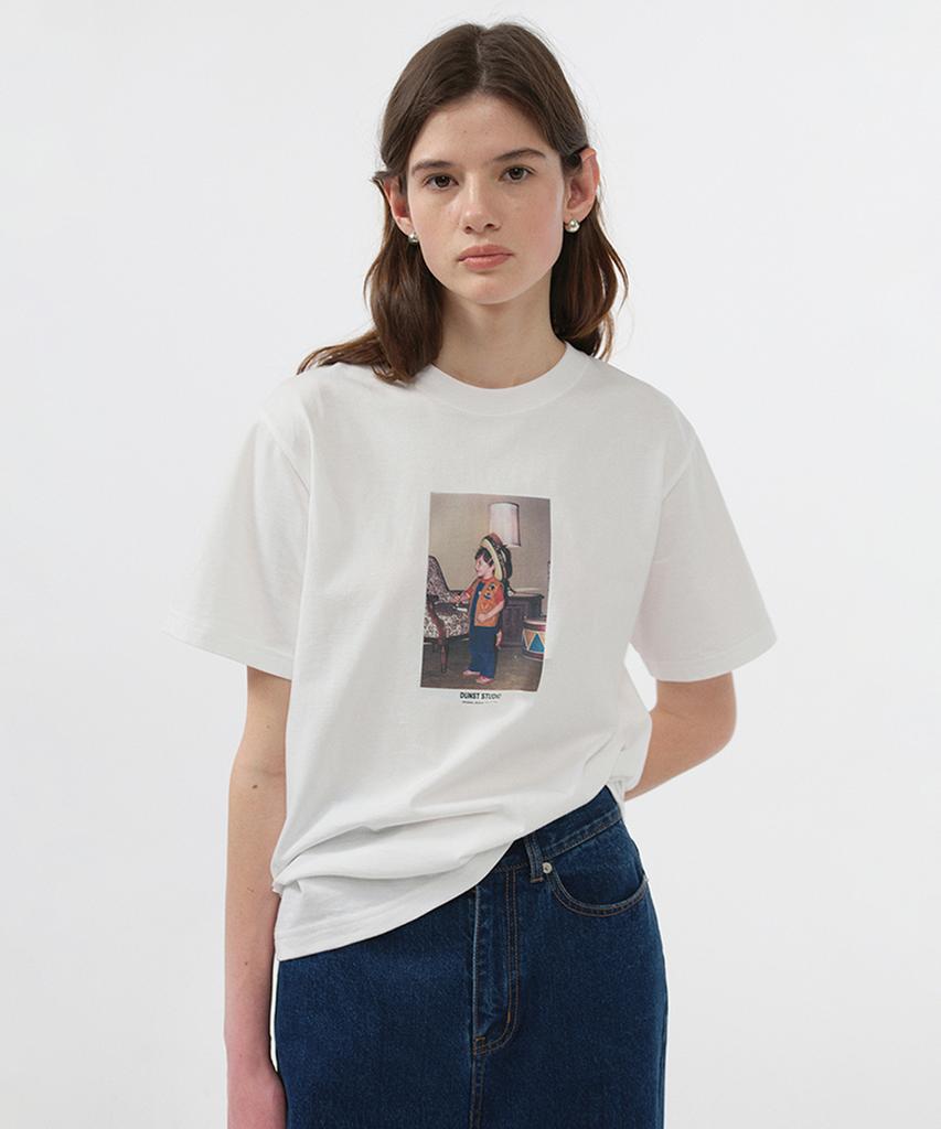 Deonseuteu Unisex Childhood Photo T-Shirt_Udts5B132_Off White / Hat Beige