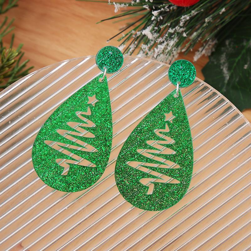 European & American Christmas Teardrop Earrings - Santa, Tree & Reindeer Acrylic Dangles For Women