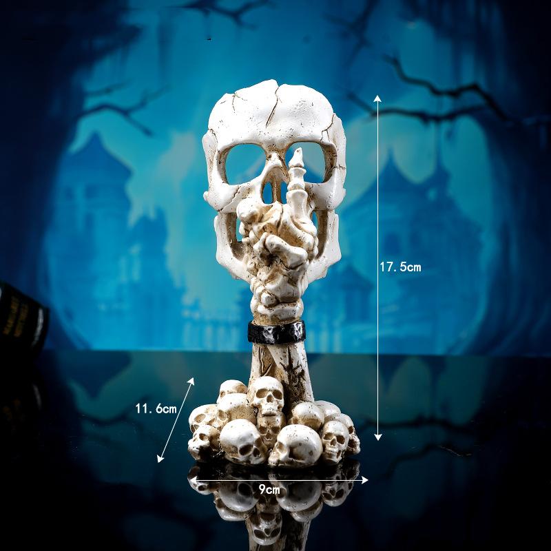 

Halloween Skull Mask Candlestick Table Decoration for Lasting Elegance Atmosphere Horror Themed Chamber Escape Ornaments білий