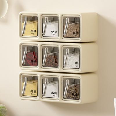 Fashion 3 Grid Visiables Wall Hanging Seasoning Box Waterproof Multi-Grid Seasoning Bottle Kitchen Supplies