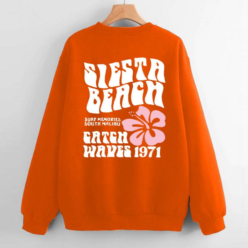 2025 Women's Round Neck "SIESTS BEAGH" Letter Hoodie