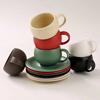 Vintage Egg-shaped Ceramic Coffee Cup And Saucer Set for Home Use - Light Luxury Simple Latte Art Embossed Cappuccino