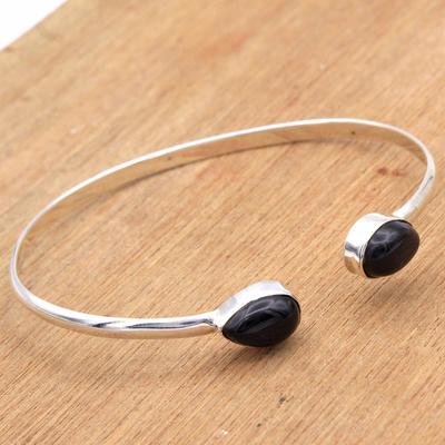 Čierny Onyx Ručne Vyrábaný Náramok 925 Sterlingové Striebro Jemné Šperky Unisex Náramok