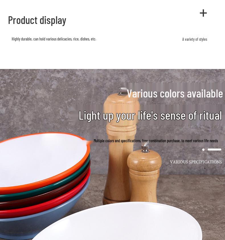 Velká šikmá melaminová mísa - Imitace porcelánu pro horký hrnec, salát a dochucovadla