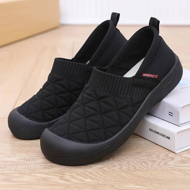 Spring Autumn Women's Soft Bottom Fashion Mom Shoes Lightweight Comfortable Anti-slip Work Shoes Slip-On Single Shoes