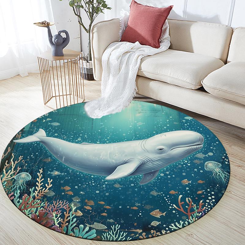 

Sea Fish Ink Painting pattern round rug,Carpet Rug for Living Room Bedroom Playroom ,Non-slip Floor Mat,Holiday Gifts and Birthday Gifts. 80cmx80cm