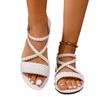 Sandales plates grandes tailles à bout ouvert pour femmes, mode, ceinture tressée, sandales de plage légères, sandales