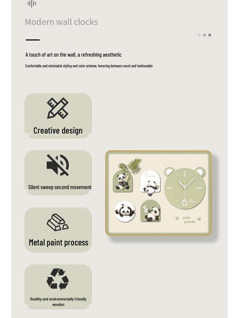 Modern Luxury Panda Wall Clock: High-End Creative Home Decor for Living Room