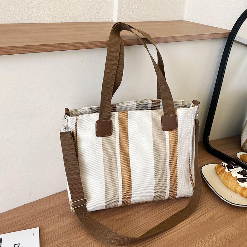 Velkokapacitní Stripe Tote Bag Nákupní taška Crossbody Tašky Nové dámské tašky