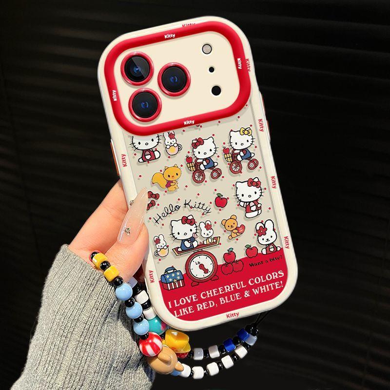 Applicable To Apple 17Pro Mobile Phone Case All-inclusive Anti-drop Iphone17 High-end Mobile Phone Case Hello Kitty Riding a Bicycle