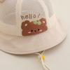 Cute Cartoon Bear Baby Bucket Hat Summer Mesh Breathable Baby Boys Girls Sunshade Cap Toddler Kids Lacing Panama Basin Cap