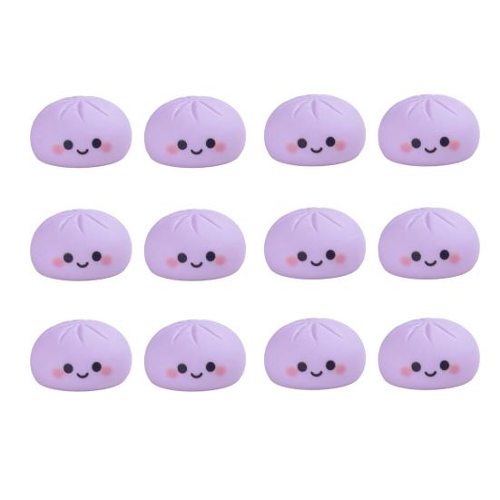 12Pcs Mini Resin Bun Figurines, Cute Smiling Face Food Ornament, Micro Simulation Steamed Bun Dollhouse Accessories for DIY Desktop Home Decor