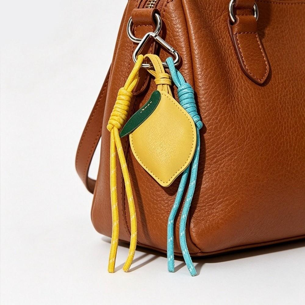 Lovely Star Lemon Keychain Nylon Wove Rope PU Leather Hanger Car Keyring Cartoon Bag Pendant Men