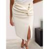Western Style Fashion Elegant Summer Skirt Split Button All-Match Slim Fit Women Clothes Skirt Split Skirt
