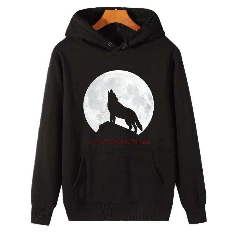 Howling Wolf - Moon Funny Graphic Hooded Sweatshirts Suitable For All Ages Winter Thick Sweater Hoodie Unisex Winter Sweater