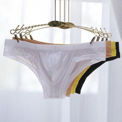 Men Underpants Low Waist Thin Solid Color Great Breathability U Convex Elastic Quick Dry Male Briefs Daily Wear Sport Underwear