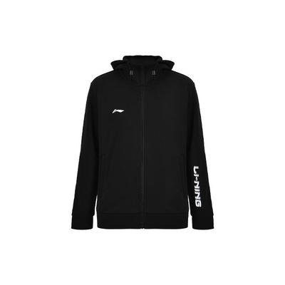 Bluza rozpinana z kapturem z nadrukowanym logo Li Ning Unisex bluza Czarna AWDTF35-1