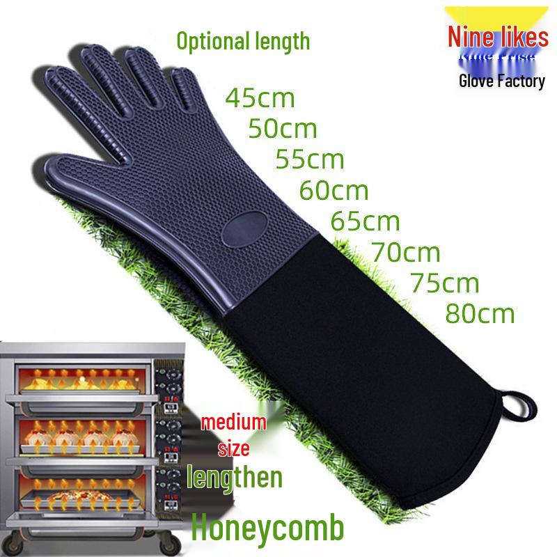 Double Layer Honeycomb Silicone Oven Gloves - Heat Resistant Baking Gloves