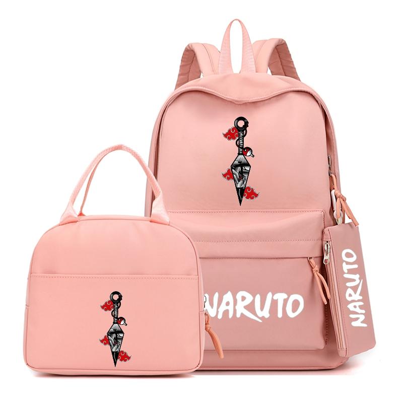 3Pcs/set Anime Naruto Backpack with Lunch Bag for Girl Boy Student Back To School Bookbag Schoolbag Men Women Leisure Travel Bag