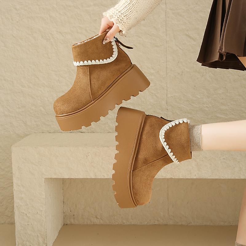 

ТУИНАНЛЕ Женские ботинки Зимние Плюшевые Теплые Повседневные Снежные Ботинки Увеличивающие Рост Женские Ботильоны в Ретро Стиле Zapatillas Mujer 41