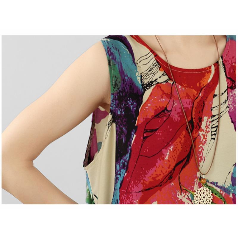 DIMANAF Nuovo 2026 Donna Taglie Forti Estate Spiaggia Signora Abito Lungo Canotta Senza Maniche Ampio Oversize Maxi Stampa Floreale Vestito Estivo Abbigliamento