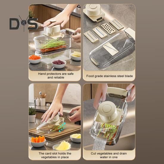 Fruit And Vegetable Chopper Stainless Steel Food Cutter Slicer Multifunctional Veggie Chopper Shredder Kitchen Gadget