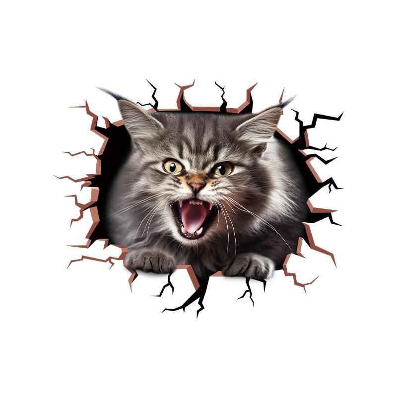 

Свирепый кот Наклейка на стену в ванную комнату Самоклеящаяся Водонепроницаемая Наклейка для Украшения Бачка и Крышки Унитаза 25x30cm разноцветный