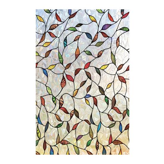 

Stained Glass Window Film Rainbow Floral Window Privacy Film Decorative Sun Blocking Static Glass Clings for Home Door Window 120cm A